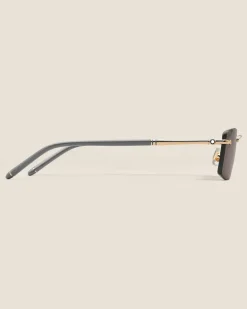 Rechteckige Sonnenbrille mit goldfarbener Metallfassung - MB136916 - Sonnenbrillen