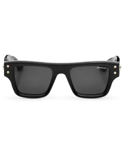 Rechteckige Sonnenbrille mit schwarzem Acetatrahmen - - Kunststoff - MB131226 - Sonnenbrillen