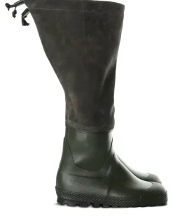 Regenstiefel mit Einsätzen aus Velours - Grün