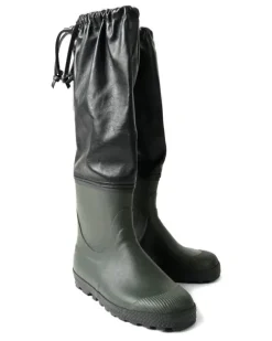 Regenstiefel mit Lederoberteil - Grün