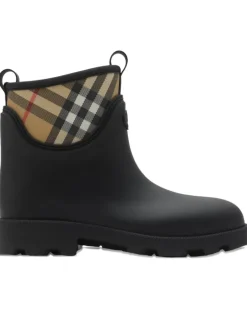 Regenstiefel mit Vintage Check - Schwarz