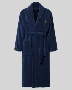Regular Fit Bademantel aus reiner Baumwolle Marine