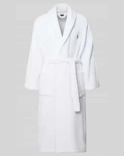 Regular Fit Bademantel aus reiner Baumwolle Weiss