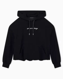 Regular Fit Kapuzensweatshirt aus elastischem Scuba Schwarz