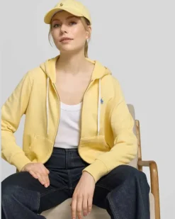 Regular Fit Sweatjacke aus Baumwoll-Mix Hellgelb