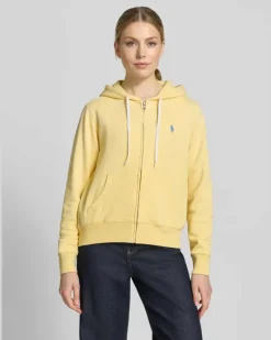 Regular Fit Sweatjacke aus Baumwoll-Mix Hellgelb