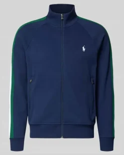 Regular Fit Sweatjacke aus Baumwoll-Mix Marine