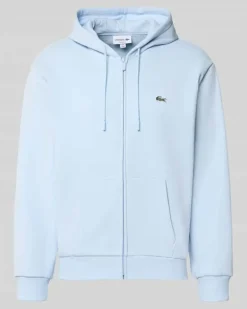 Regular Fit Sweatjacke aus Baumwoll-Mix Hellblau