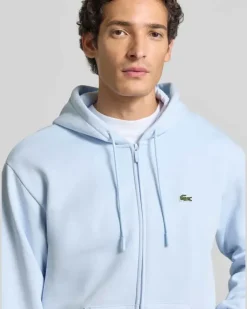 Regular Fit Sweatjacke aus Baumwoll-Mix Hellblau