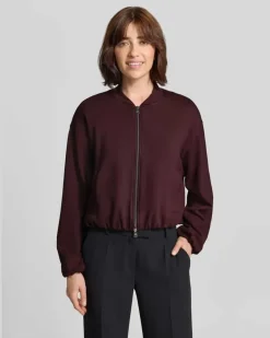 Regular Fit Sweatjacke aus Viskose-Mix Modell 'Becky.L Bordeaux