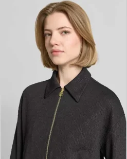 Regular Fit Sweatjacke mit Allover-Muster Modell 'DAYANE Black
