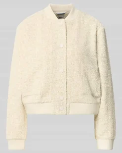 Regular Fit Sweatjacke mit Baseball-Kragen Modell 'BERNICE L Offwhite