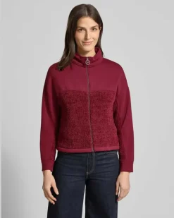 Regular Fit Sweatjacke mit Strickbesatz Kirsche