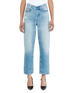 Regular Jeans High Waist 1981 D-Went, Hellblau, Knopfverschluss