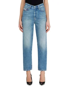 Regular Jeans High Waist 1981 D-Went, Hellblau, Knopfverschluss