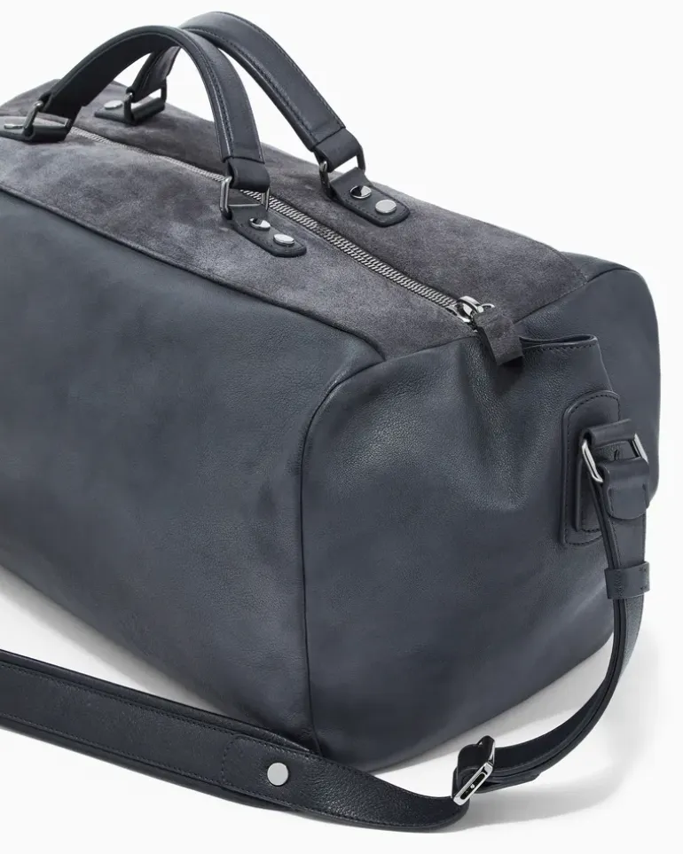 Reisetasche aus genarbtem Nappaleder mit Vintage-Effekt Braun
