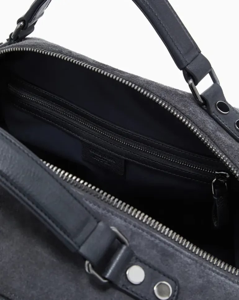 Reisetasche aus genarbtem Nappaleder mit Vintage-Effekt Braun