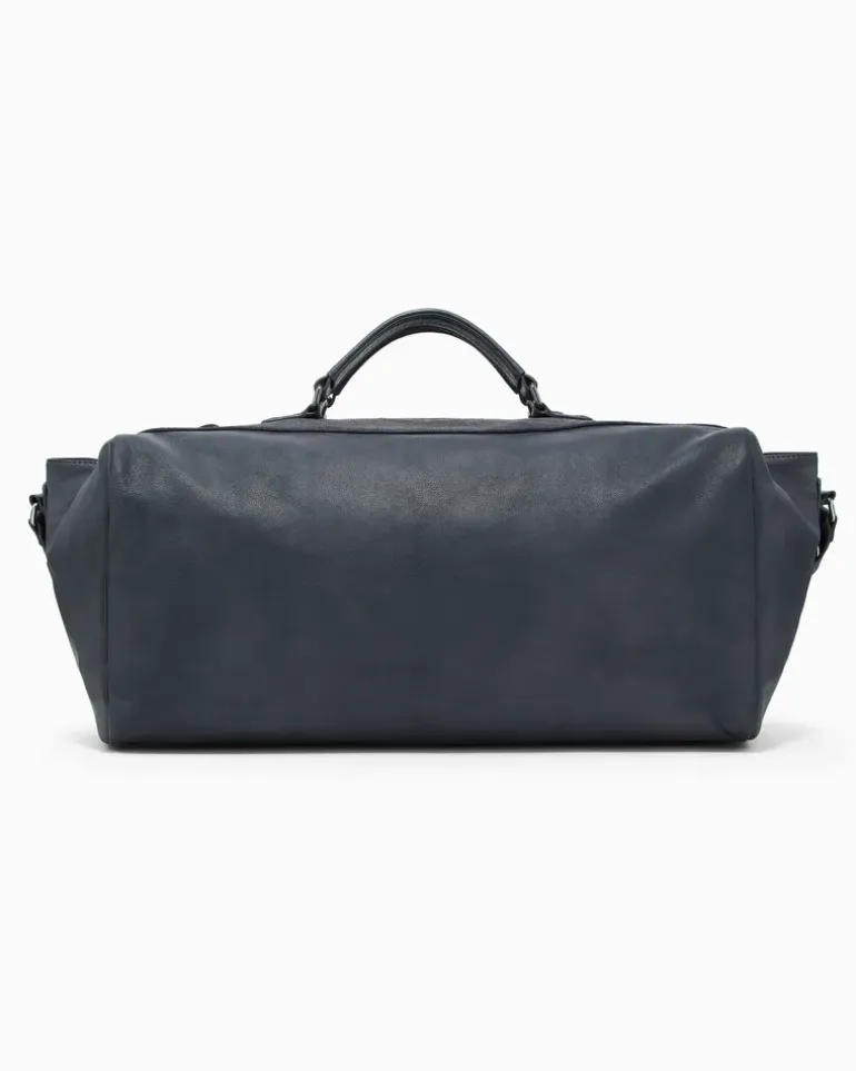 Reisetasche aus genarbtem Nappaleder mit Vintage-Effekt Braun