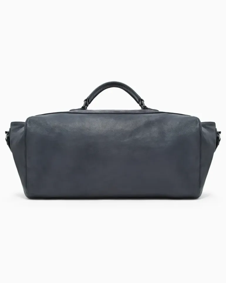 Reisetasche aus genarbtem Nappaleder mit Vintage-Effekt Braun