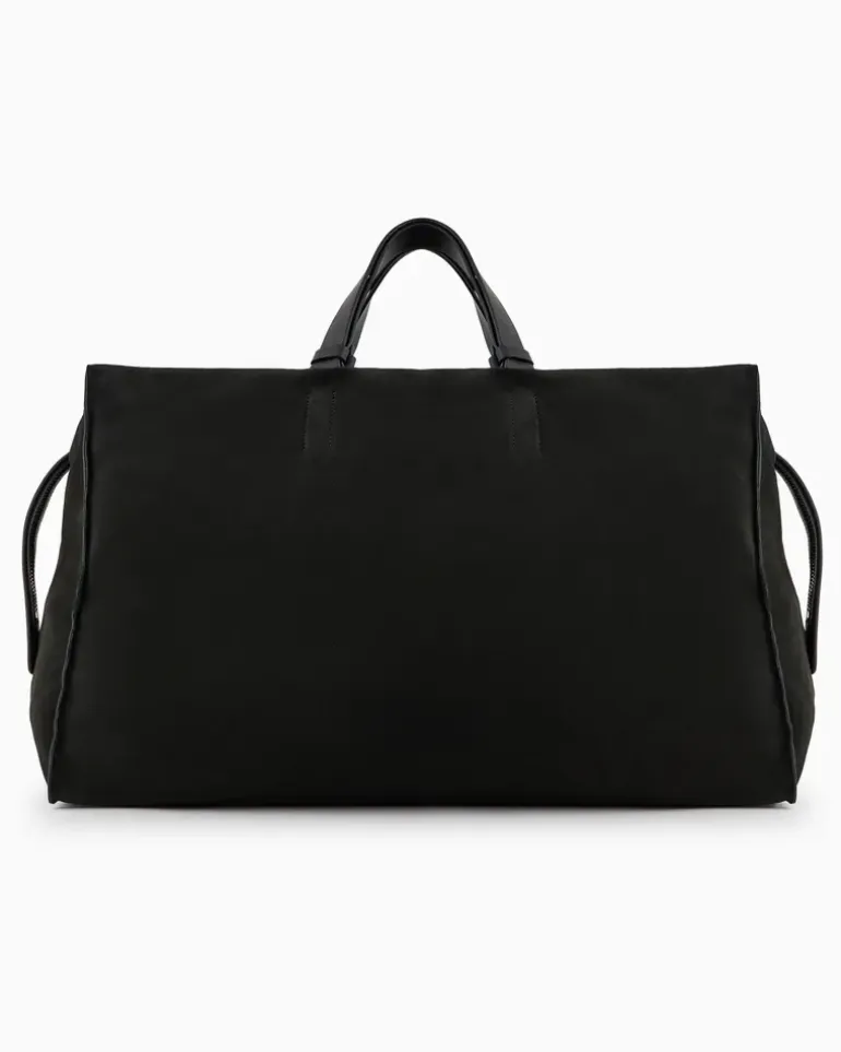 Reisetasche aus Wildleder mit Ledergriffen GrüN
