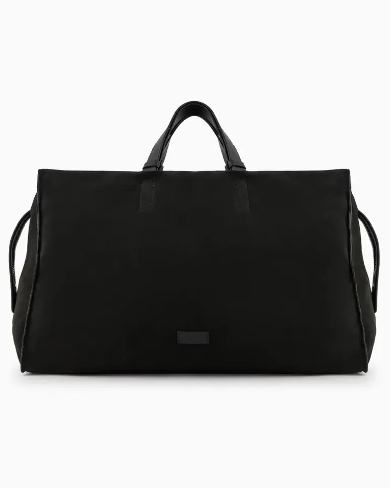 Reisetasche aus Wildleder mit Ledergriffen GrüN