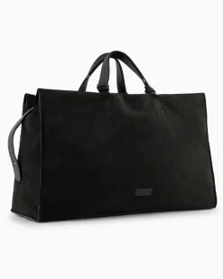 Reisetasche aus Wildleder mit Ledergriffen GrüN
