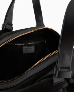 Reisetasche aus Wildleder mit Ledergriffen GrüN