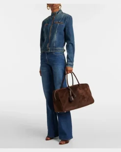 Reisetasche Brigitte Large aus Veloursleder Braun