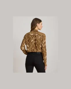 Relaxed-Fit Hemd aus Python-Georgette Tan