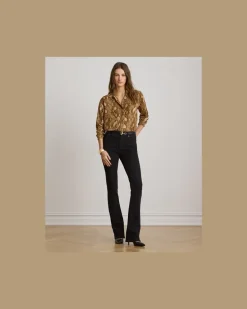 Relaxed-Fit Hemd aus Python-Georgette Tan