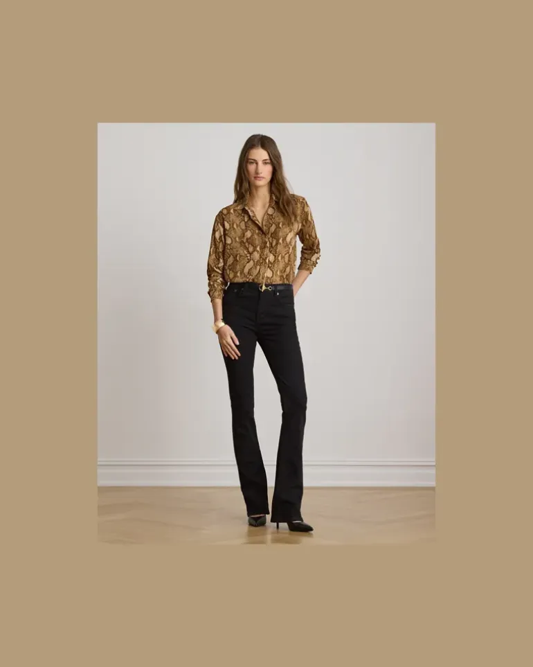 Relaxed-Fit Hemd aus Python-Georgette Tan