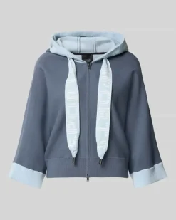 Relaxed Fit Sweatjacke aus Viskose-Mix mit Logo-Detail Rauchblau