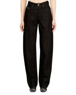 Relaxed Jeans High Waist 1974 D-Ellz, Schwarz/Dunkelgrau, Knopfverschluss