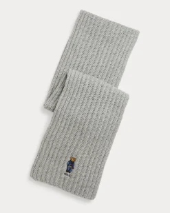 Rippenstrickschal mit Polo Bear Grey