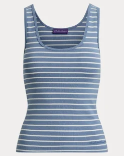 Rippenstrick-Tanktop Ellis mit Streifen Blue