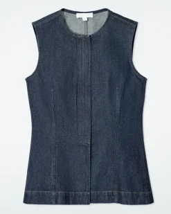 Ärmelloses Denim-Top Blau