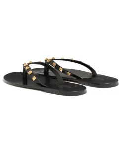 Rockstud Flip-Flops aus Ziegenleder - Schwarz rockstud
