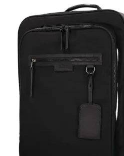 Rollkoffer mit Lederbesatz - Schwarz