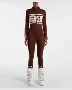 Rollkragen-Jumpsuit Après Team aus Wolle Braun