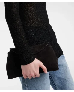 Rollkragentop aus Häkelstrick Schwarz