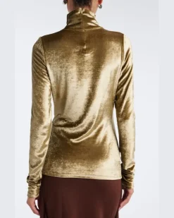 Rollkragentop aus Samt Gold