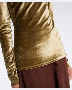 Rollkragentop aus Samt Gold