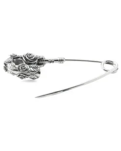 Rose Brosche mit Sicherheitsnadel - Silber