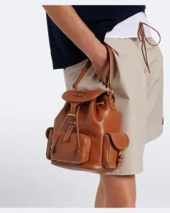 Rucksack aus Leder Braun