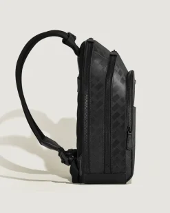 Rucksack Groß mit 3 Fächern aus Extreme Leder - Schwarz - Leder - MB221136 - Rucksäcke