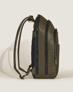 Rucksack Groß mit 3 Fächern aus Extreme Leder - Khaki - Leder - MB221592 - Rucksäcke