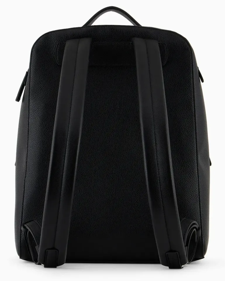 Runder Rucksack aus Leder Schwarz