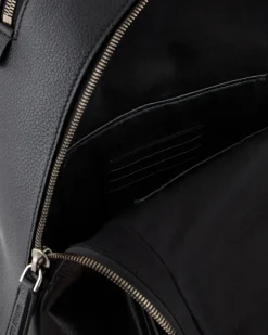 Runder Rucksack aus Leder Schwarz