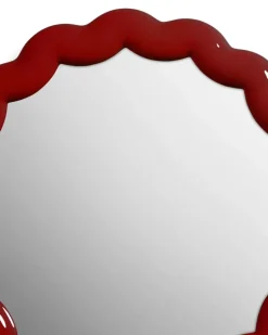 Rundspiegel mit Zickzackmuster - Rot