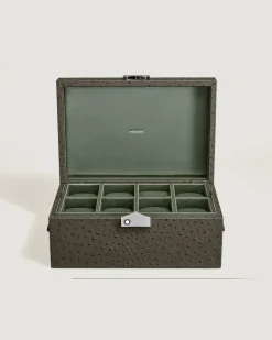 Sammler-Box für Uhren aus Leder mit Straußenprägung - Khaki - Leder - MB136554 - Sammlerboxen
